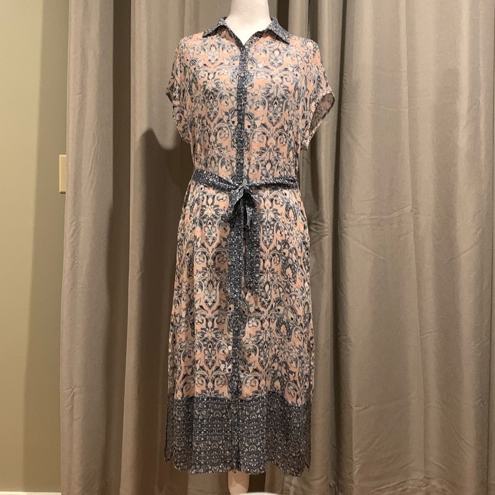 Lucky Brand Boho Paisley Button Down Short-sleeve Dress Size XSmall